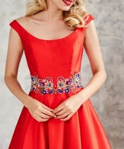 Formal Gowns Angela & Alison - 771081 Radiant Bateau A-Line Long Evening Gown 8 Formal Gowns Angela & Alison - 771081 Radiant Bateau A-Line Long Evening Gown