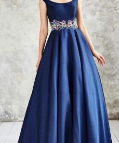 Formal Gowns Angela & Alison - 771081 Radiant Bateau A-Line Long Evening Gown 9 Formal Gowns Angela & Alison - 771081 Radiant Bateau A-Line Long Evening Gown