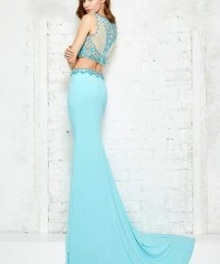 Formal Gowns Angela & Alison - 771095 Exquisite Beaded Illusion Jewel Neck Two-Piece Jersey Dress