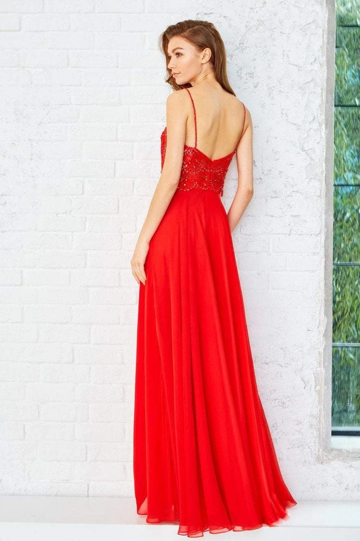 Angela & Alison - 771117 Sleeveless Beaded And Laced V-Neck Long Chiffon A-line Dress 4 Angela & Alison - 771117 Sleeveless Beaded And Laced V-Neck Long Chiffon A-line Dress