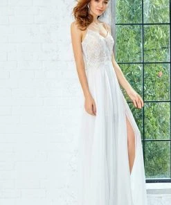Angela & Alison - 771117 Sleeveless Beaded And Laced V-Neck Long Chiffon A-line Dress 8 Angela & Alison - 771117 Sleeveless Beaded And Laced V-Neck Long Chiffon A-line Dress