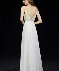 Angela & Alison - 81007 Floral Lattice Beaded Draping Chiffon Gown Formal Gowns