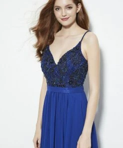 Angela & Alison - 81007 Floral Lattice Beaded Draping Chiffon Gown Formal Gowns