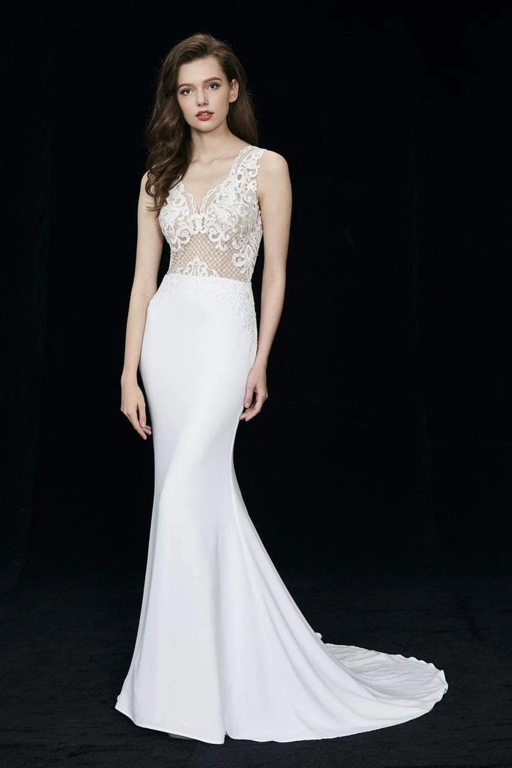 Angela & Alison - 81017 Sleeveless Embroidered Illusion Sheath Gown 3 Angela & Alison - 81017 Sleeveless Embroidered Illusion Sheath Gown