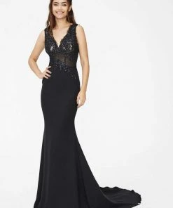 Angela & Alison - 81017 Sleeveless Embroidered Illusion Sheath Gown 11 Angela & Alison - 81017 Sleeveless Embroidered Illusion Sheath Gown