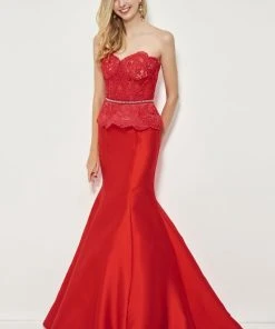Angela & Alison - 81028 Sheer Strapless Mermaid Gown