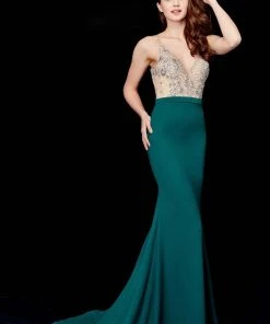 Formal Gowns Angela & Alison - 81047 Crystal Embellished Plunging Mermaid Gown 13 Formal Gowns Angela & Alison - 81047 Crystal Embellished Plunging Mermaid Gown