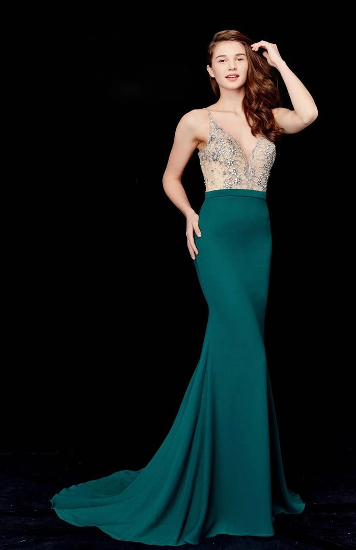 Formal Gowns Angela & Alison - 81047 Crystal Embellished Plunging Mermaid Gown 8 Formal Gowns Angela & Alison - 81047 Crystal Embellished Plunging Mermaid Gown