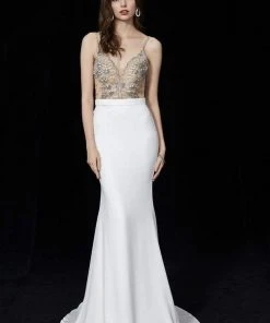 Formal Gowns Angela & Alison - 81047 Crystal Embellished Plunging Mermaid Gown 10 Formal Gowns Angela & Alison - 81047 Crystal Embellished Plunging Mermaid Gown