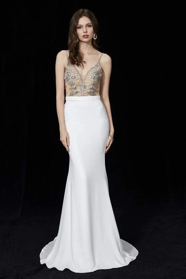 Formal Gowns Angela & Alison - 81047 Crystal Embellished Plunging Mermaid Gown 5 Formal Gowns Angela & Alison - 81047 Crystal Embellished Plunging Mermaid Gown