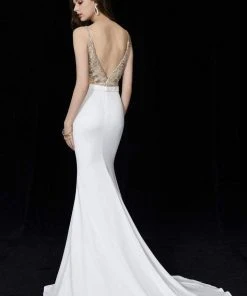 Formal Gowns Angela & Alison - 81047 Crystal Embellished Plunging Mermaid Gown 11 Formal Gowns Angela & Alison - 81047 Crystal Embellished Plunging Mermaid Gown