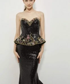 Formal Gowns Angela & Alison - 81052 Strapless Peplum Evening Gown 9 Formal Gowns Angela & Alison - 81052 Strapless Peplum Evening Gown