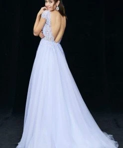 Formal Gowns Angela & Alison - 81069 Deep V-neck A-line Dress