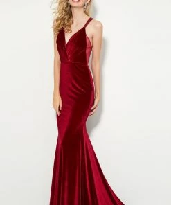 Formal Gowns Angela & Alison - 81102 Embellished Plunging V-neck Trumpet Dress
