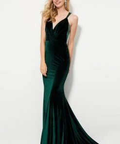 Formal Gowns Angela & Alison - 81102 Embellished Plunging V-neck Trumpet Dress