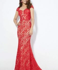 Angela & Alison - 81103 Lace Illusion Jewel Mermaid Dress Formal Gowns