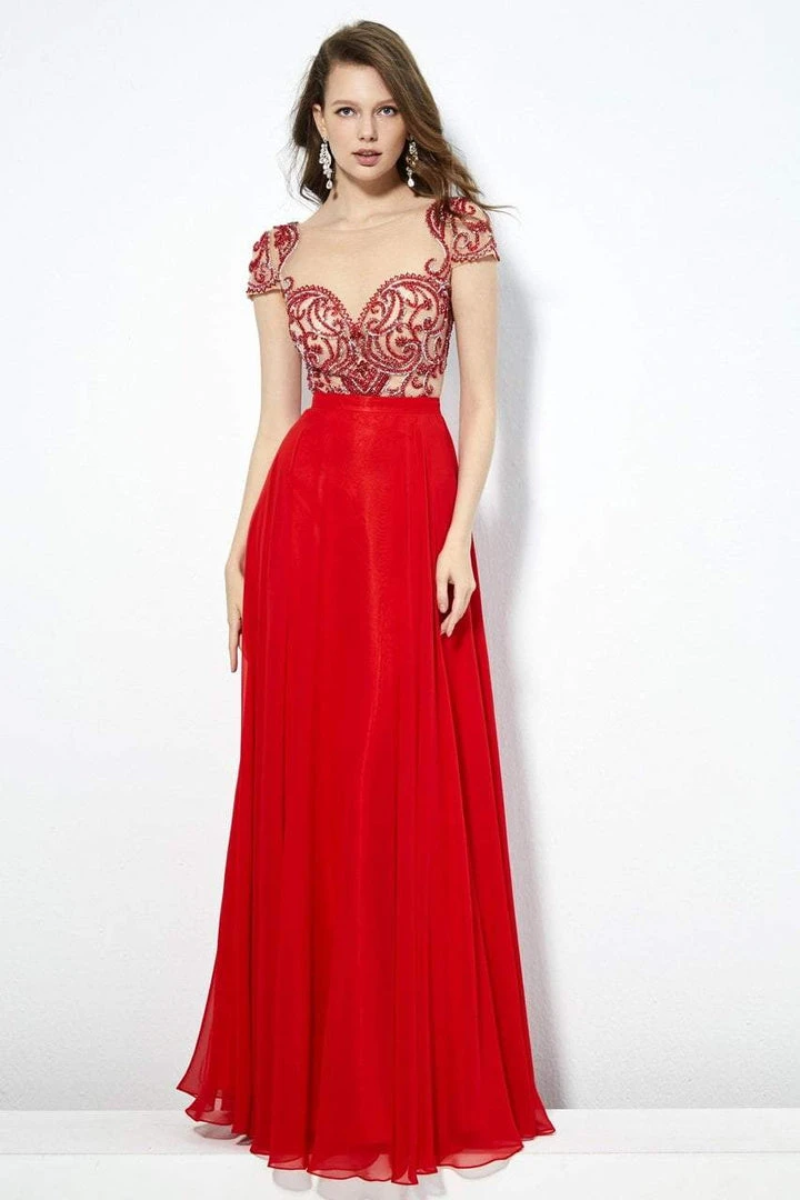 Angela & Alison - 81117 Beaded Illusion Bateau A-line Dress 3 Angela & Alison - 81117 Beaded Illusion Bateau A-line Dress