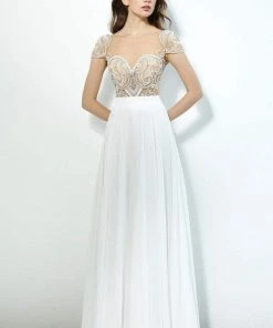 Angela & Alison - 81117 Beaded Illusion Bateau A-line Dress 8 Angela & Alison - 81117 Beaded Illusion Bateau A-line Dress