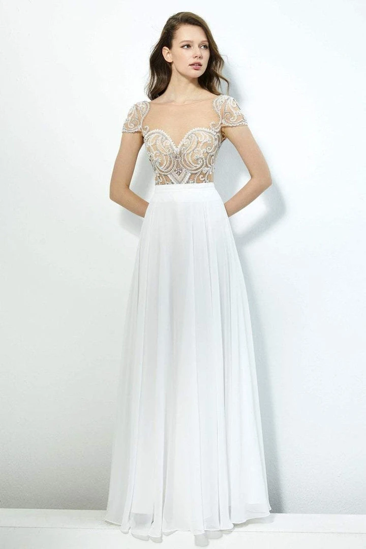 Angela & Alison - 81117 Beaded Illusion Bateau A-line Dress 5 Angela & Alison - 81117 Beaded Illusion Bateau A-line Dress