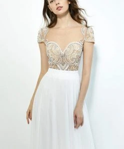Angela & Alison - 81117 Beaded Illusion Bateau A-line Dress 9 Angela & Alison - 81117 Beaded Illusion Bateau A-line Dress