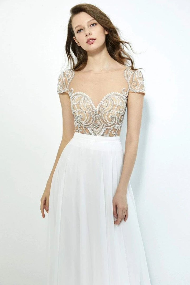 Angela & Alison - 81117 Beaded Illusion Bateau A-line Dress 6 Angela & Alison - 81117 Beaded Illusion Bateau A-line Dress