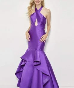 Angela & Alison - 81119 Halter Neck Mikado Ruffled Mermaid Dress 8 Angela & Alison - 81119 Halter Neck Mikado Ruffled Mermaid Dress