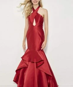 Angela & Alison - 81119 Halter Neck Mikado Ruffled Mermaid Dress 9 Angela & Alison - 81119 Halter Neck Mikado Ruffled Mermaid Dress