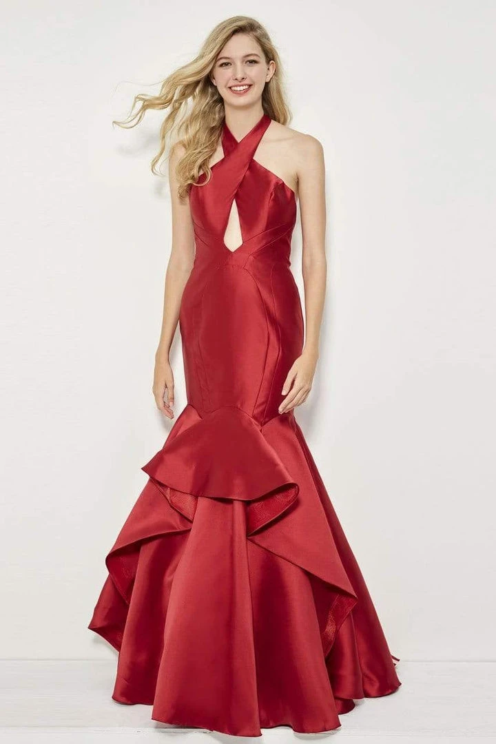 Angela & Alison - 81119 Halter Neck Mikado Ruffled Mermaid Dress 6 Angela & Alison - 81119 Halter Neck Mikado Ruffled Mermaid Dress