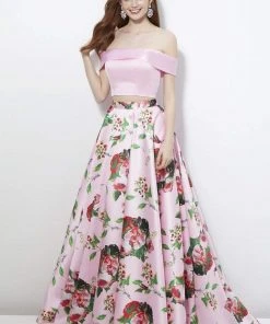 Angela & Alison - 81120 Two Piece Floral Printed Ballgown Formal Gowns