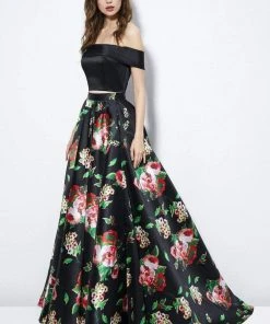 Angela & Alison - 81120 Two Piece Floral Printed Ballgown Formal Gowns