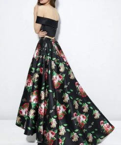 Angela & Alison - 81120 Two Piece Floral Printed Ballgown Formal Gowns