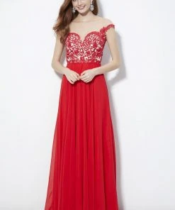 Angela & Alison - 81124 Bead Embroidered Illusion Jewel A-line Dress Formal Gowns