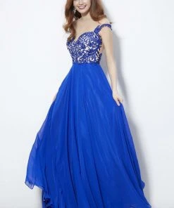 Angela & Alison - 81124 Bead Embroidered Illusion Jewel A-line Dress Formal Gowns