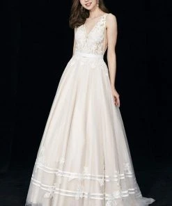 Angela & Alison - 81133 Sleeveless V-neck Embellished Ballgown Formal Gowns 12 Angela & Alison - 81133 Sleeveless V-neck Embellished Ballgown Formal Gowns