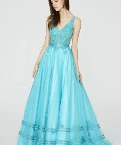 Angela & Alison - 81133 Sleeveless V-neck Embellished Ballgown Formal Gowns 13 Angela & Alison - 81133 Sleeveless V-neck Embellished Ballgown Formal Gowns