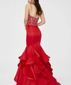 Angela & Alison - 81139 Beaded Embellished Plunging Illusion Neck Ruffled Mermaid Gown - 1 Pc Hot Red In Size 6 Available 5 Angela & Alison - 81139 Beaded Embellished Plunging Illusion Neck Ruffled Mermaid Gown - 1 Pc Hot Red In Size 6 Available