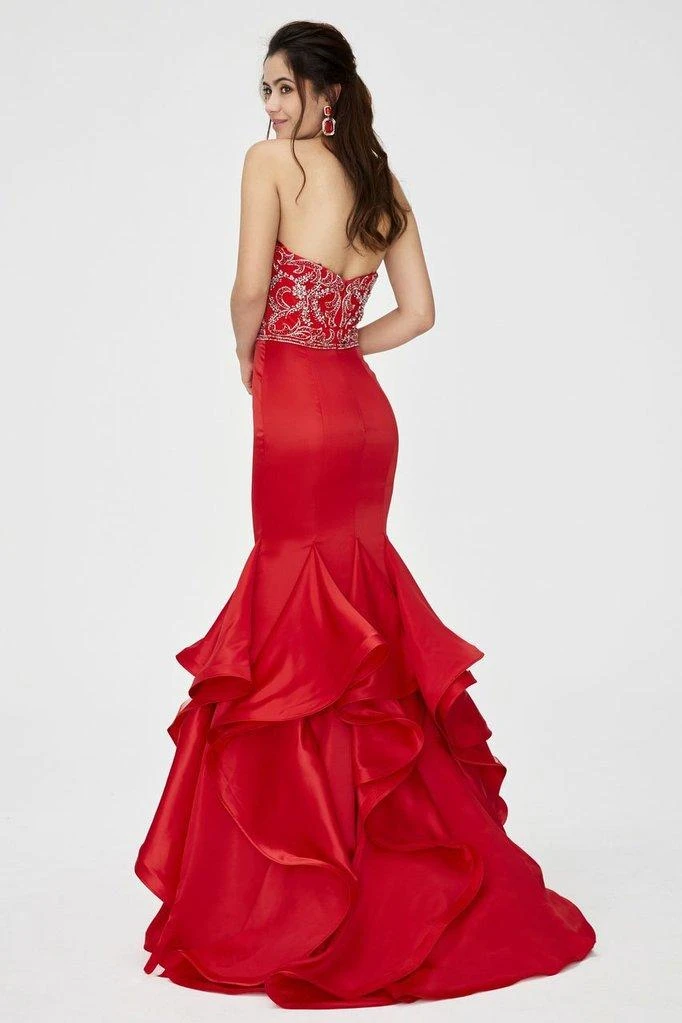 Angela & Alison - 81139 Beaded Embellished Plunging Illusion Neck Ruffled Mermaid Gown - 1 Pc Hot Red In Size 6 Available 4 Angela & Alison - 81139 Beaded Embellished Plunging Illusion Neck Ruffled Mermaid Gown - 1 Pc Hot Red In Size 6 Available
