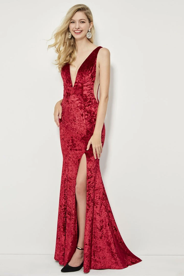 Formal Gowns Angela & Alison - 81141 Deep Neckline And Sides Mermaid Gown 3 Formal Gowns Angela & Alison - 81141 Deep Neckline And Sides Mermaid Gown