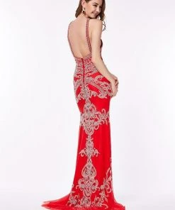 Angela & Alison - 861120 Sparkling Encrusted Halter Prom Gown Formal Gowns