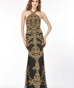 Angela & Alison - 861120 Sparkling Encrusted Halter Prom Gown Formal Gowns