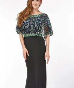 Formal Gowns Angela & Alison - 861175 Sleeveless Sheath Gown With Beaded Overlay