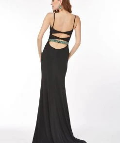 Formal Gowns Angela & Alison - 861175 Sleeveless Sheath Gown With Beaded Overlay