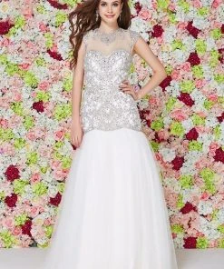 Angela & Alison - 861204 Embroidered Illusion Trumpet Gown Formal Gowns