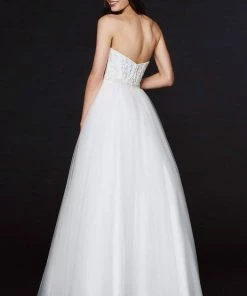 Formal Gowns Angela & Alison - 91083 Strapless Beaded Sweetheart Tulle A-line Gown - 1 Pc Light Blue In Size 8 Available