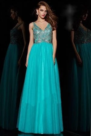 Formal Gowns Angela & Alison - 951015 V-Neck Sleeveless Beaded Evening Gown 3 Formal Gowns Angela & Alison - 951015 V-Neck Sleeveless Beaded Evening Gown