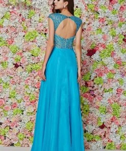 Formal Gowns Angela & Alison Keyhole Cutout Sweetheart Embellished A-Line Gown