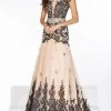 Angela & Alison Lace Illusion Cap Sleeve Gown 51017 Formal Gowns