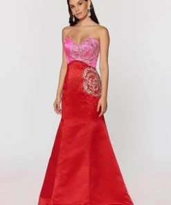 Ashley Lauren - 1076 Beaded Mermaid Rosette Evening Dress Formal Gowns