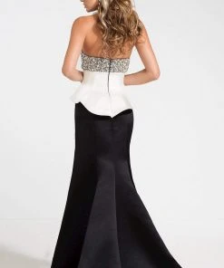 Ashley Lauren - 1112 Color Block Peplum Evening Dress Formal Gowns