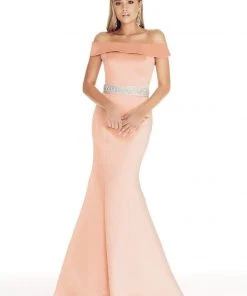 Ashley Lauren - 1206 Off Shoulder Satin Evening Dress Formal Gowns